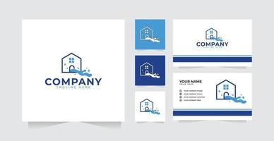 Waschen oder Reinigung Zuhause Logo Design Inspiration und Geschäft Karte vektor