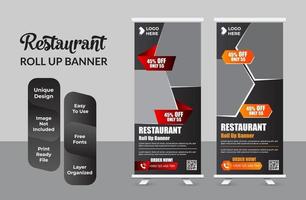mat och restaurang roll up banner design mall set vektor