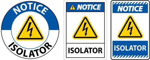 lägga märke till isolator tecken på vit bakgrund vektor