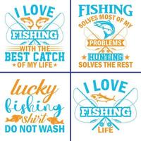 fiske vektor t-shirt design prover med illustration av en fisk och en fiske.