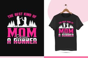 das Beste nett von Mama erhöht ein Läufer - - Mutter Tag Typografie T-Shirt Design Vorlage. Vektor Illustration Kunst mit Mama und Kind, Mama und Baby, Mutter und Sohn, Gras, schmuddelig, und Baum Silhouette.