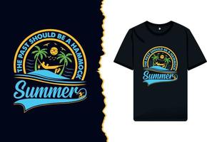 sommar t-shirt design och hav strand original- ha på sig vektor illustration. typografi t-shirt för en strand fest med handflatan träd och retro Färg semester årgång skjorta mall.