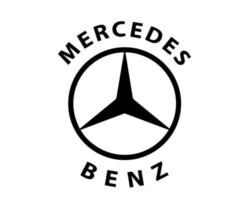 Mercedes Benz Logo Marke Auto Symbol mit Name schwarz Design Deutsche Automobil Vektor Illustration
