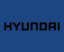 hyundai varumärke logotyp bil symbol namn svart design söder koreanska bil vektor illustration med blå bakgrund