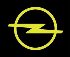 opel logotyp varumärke bil symbol gul design tysk bil vektor illustration med svart bakgrund