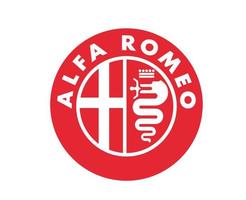 alfa Romeo varumärke logotyp symbol röd design italiensk bilar bil vektor illustration