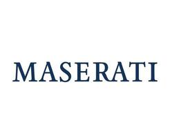 maserati logotyp varumärke symbol namn blå design italiensk bil bil vektor illustration