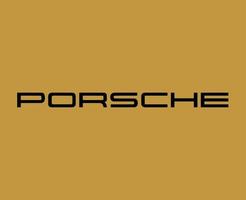 porsche Logo Marke Auto Symbol Name schwarz Design Deutsche Automobil Vektor Illustration mit Gold Hintergrund