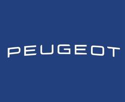 peugeot Marke Logo Auto Symbol Name Weiß Design Französisch Automobil Vektor Illustration mit Blau Hintergrund