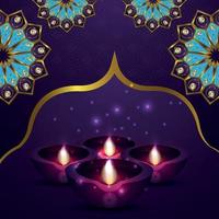 glückliches Diwali-Fest mit Kerzenfeier vektor