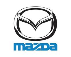 mazda Marke Logo Symbol schwarz mit Name Blau Design Japan Auto Automobil Vektor Illustration