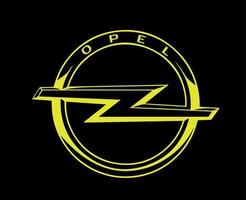 Opel Marke Logo Auto Symbol Gelb Design Deutsche Automobil Vektor Illustration mit schwarz Hintergrund