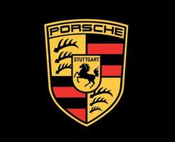 porsche varumärke logotyp bil symbol design tysk bil vektor illustration med svart bakgrund