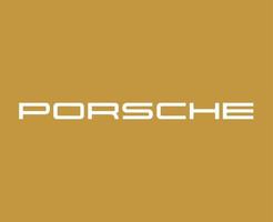 porsche logotyp varumärke bil symbol namn vit design tysk bil vektor illustration med guld bakgrund