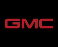 gmc varumärke logotyp symbol namn röd design USA bil bil vektor illustration med svart bakgrund