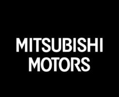 Mitsubishi Motoren Marke Logo Auto Symbol Name Weiß Design Japan Automobil Vektor Illustration mit schwarz Hintergrund