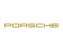 porsche logotyp varumärke bil symbol namn guld design tysk bil vektor illustration