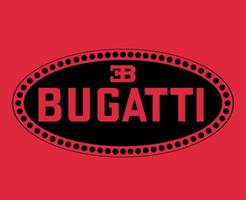 bugatti varumärke logotyp symbol svart design franska bilar bil vektor illustration med röd bakgrund