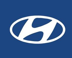 hyundai varumärke logotyp bil symbol vit design söder koreanska bil vektor illustration med blå bakgrund