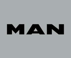 Mann Marke Logo Auto Symbol Name schwarz Design Deutsche Automobil Vektor Illustration mit grau Hintergrund