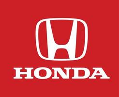 honda Marke Logo Auto Symbol mit Name Weiß Design Japan Automobil Vektor Illustration mit rot Hintergrund