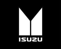 isuzu Marke Logo Auto Symbol mit Name Weiß Design Japan Automobil Vektor Illustration mit schwarz Hintergrund