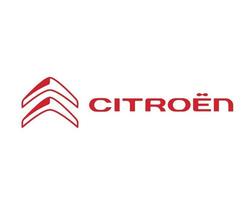 Citroen Logo Marke Symbol mit Name rot Design Französisch Auto Automobil Vektor Illustration