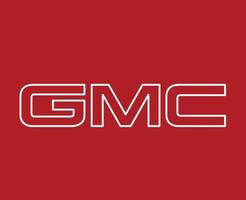 gmc varumärke logotyp bil symbol namn vit design USA bil vektor illustration med röd bakgrund