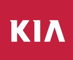 kia Marke Logo Auto Symbol Name Weiß Design Süd Koreanisch Automobil Vektor Illustration mit rot Hintergrund