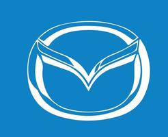 mazda Marke Logo Symbol Weiß Design Japan Auto Automobil Vektor Illustration mit Blau Hintergrund