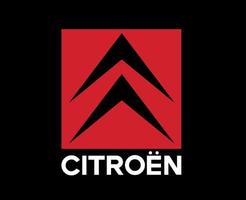 citroen logotyp symbol varumärke svart och röd med namn design franska bil bil vektor illustration