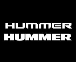 Hummer Marke Logo Auto Symbol Name Weiß Design USA Automobil Vektor Illustration mit schwarz Hintergrund