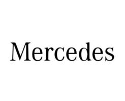 Mercedes Benz Marke Logo Symbol schwarz Name Design Deutsche Auto Automobil Vektor Illustration