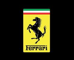 ferrari varumärke logotyp symbol design italiensk bil bil vektor illustration med svart bakgrund