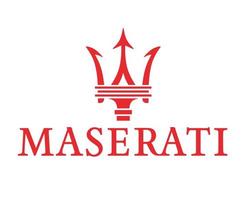 maserati logotyp varumärke symbol med namn röd design italiensk bil bil vektor illustration