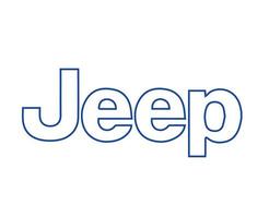 Jeep Marke Logo Auto Symbol Name Blau Design USA Automobil Vektor Illustration