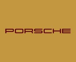 porsche logotyp varumärke bil symbol namn röd design tysk bil vektor illustration med guld bakgrund