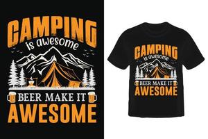 Camping t Hemd Design. vektor