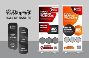 Lebensmittel- und Restaurant-Roll-up-Banner-Design-Vorlagensatz vektor