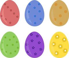einfach Vektor Illustration von sechs bunt Ostern Eier mit Muster Designs isoliert auf Weiß Hintergrund