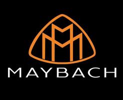 maybach varumärke logotyp bil symbol orange med namn vit design tysk bil vektor illustration med svart bakgrund