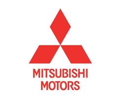 mitsubishi varumärke logotyp bil symbol med namn röd design japan bil vektor illustration