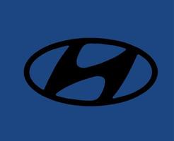 hyundai varumärke logotyp bil symbol svart design söder koreanska bil vektor illustration med blå bakgrund