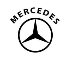 Mercedes Marke Logo Symbol mit Name schwarz Design Deutsche Auto Automobil Vektor Illustration