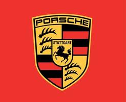 porsche varumärke logotyp bil symbol design tysk bil vektor illustration med röd bakgrund