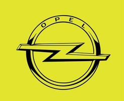 Opel Marke Logo Auto Symbol schwarz Design Deutsche Automobil Vektor Illustration mit Gelb Hintergrund