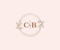 första cb brev skön blommig feminin redigerbar förhandsgjord monoline logotyp lämplig för spa salong hud hår skönhet boutique och kosmetisk företag. vektor