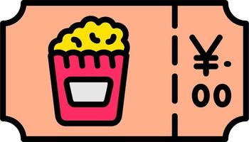 popcorn biljett vektor ikon