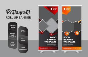 mat och restaurang roll up banner design mall set vektor