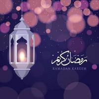 Ramadan kareem mit Arabisch Laterne Fanoos und Bokeh Hintergrund vektor